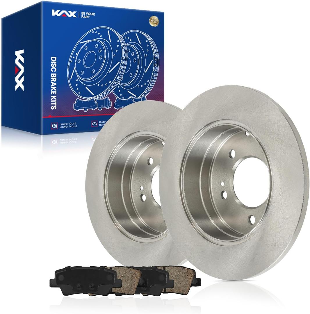 KAX Rear Brake Kit for Hyundai Sonata 2011-2015, Kia Optima 2013-2018, 11.18inch Brake Rotors Pads Kit, #31424+D1445 Rear Brakes