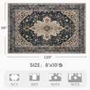 Area Rug 8x10 Vintage Rugs: Large Washable Living Room Rug Retro Medallion Distressed Soft Low Pile Non-Slip Indoor Floor Carpet for Bedroom Kitchen Nursery Dining Office (BeigeBlack, 8'x10')