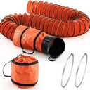 Flexible Duct Hosing with Connecting Belt 25 ft PVC Flexible Ducting Hose 8 Inch HVAC Duct Hosing with Stainless Steel Air Ducting Clamps Adjustable Hose Clamps for Exhaust Fan