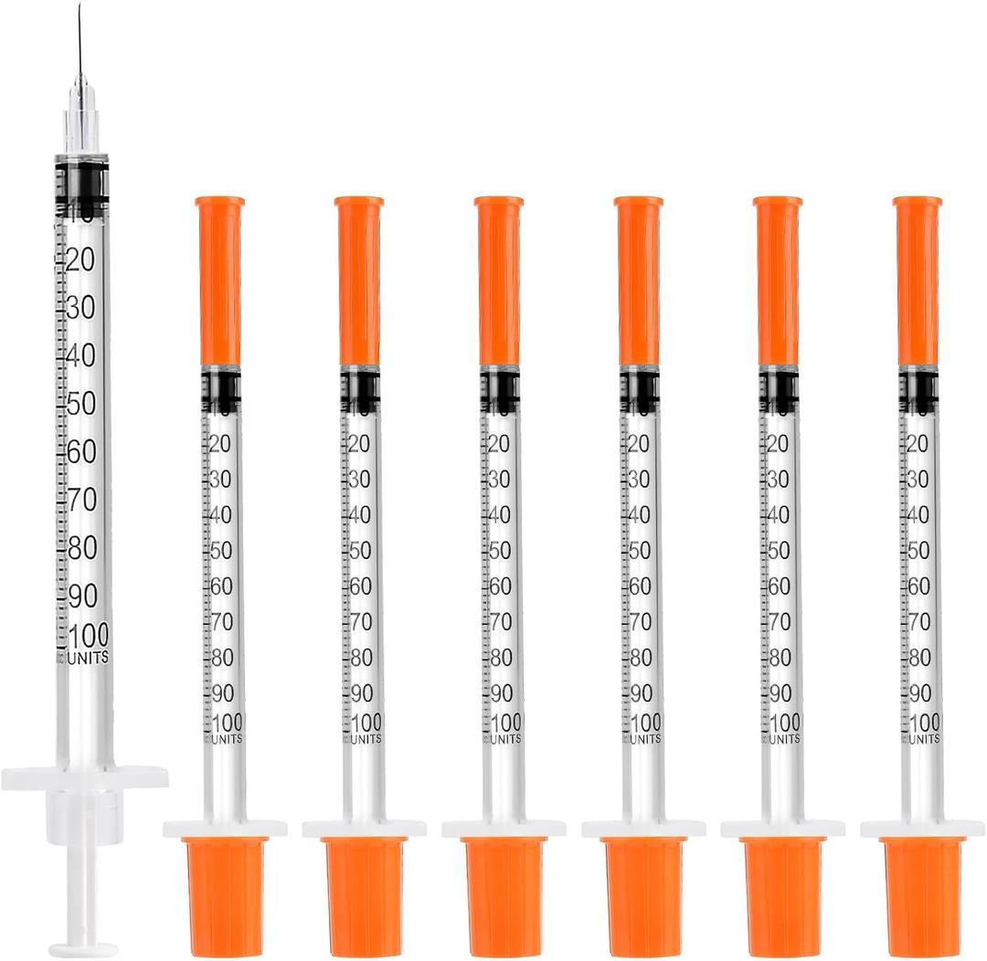 Pack of 100 Syringes U-100 31G 5/16" (8mm) 1ml/cc, Disposable Syringe, Lab Supplies, Individual Packed