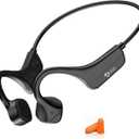 Bone Conduction Headphones Open-Ear Bluetooth 5.0, IP65 Waterproof Wireless Sport Headset with 8H Playtime, Secure Fit for Running/Cycling/Gym, HD Audio w/Mic (2025 Upgraded) (Black Lite)