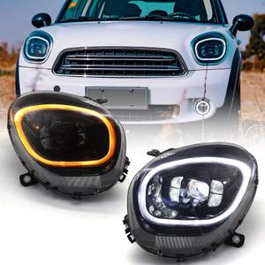 Huray LED Headlight Assembly for BMW Mini Cooper Countryman R60/Pacman R61 2011-2016, [Only for Halogen Type] [w/LED DRL], Headlamp with Dynamic Startup Animation