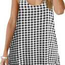 Qearal Womens Sundresses Boho Floral Printed Dress Summer Sleeveless Beach Mini Dress with Pockets (Plaid, Large)