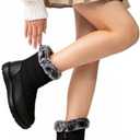 Winter Snow Boots for Women: Mid-Calf Booties with Fur Lined Zipper Comfortable Waterproof Warm Outdoor Shoes (8.5, Black)