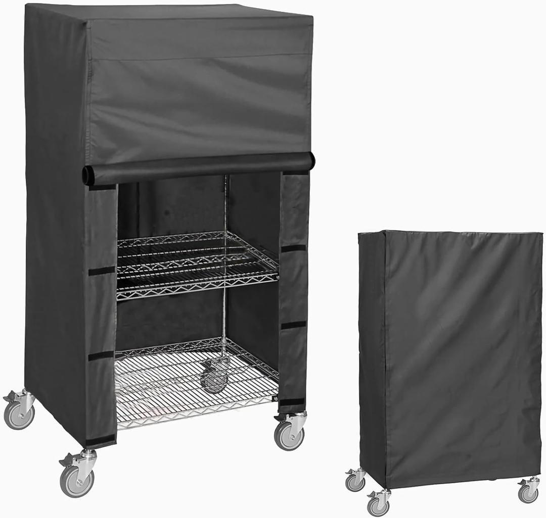 Waterproof Wire Rack & Shelving Cover  Heavy Duty Storage Shelf Dust Cover, Fits 36" W x 14" D x 54" H, Nylon Buckles & Hook-and-Loop Closure (Black, No Shelves)