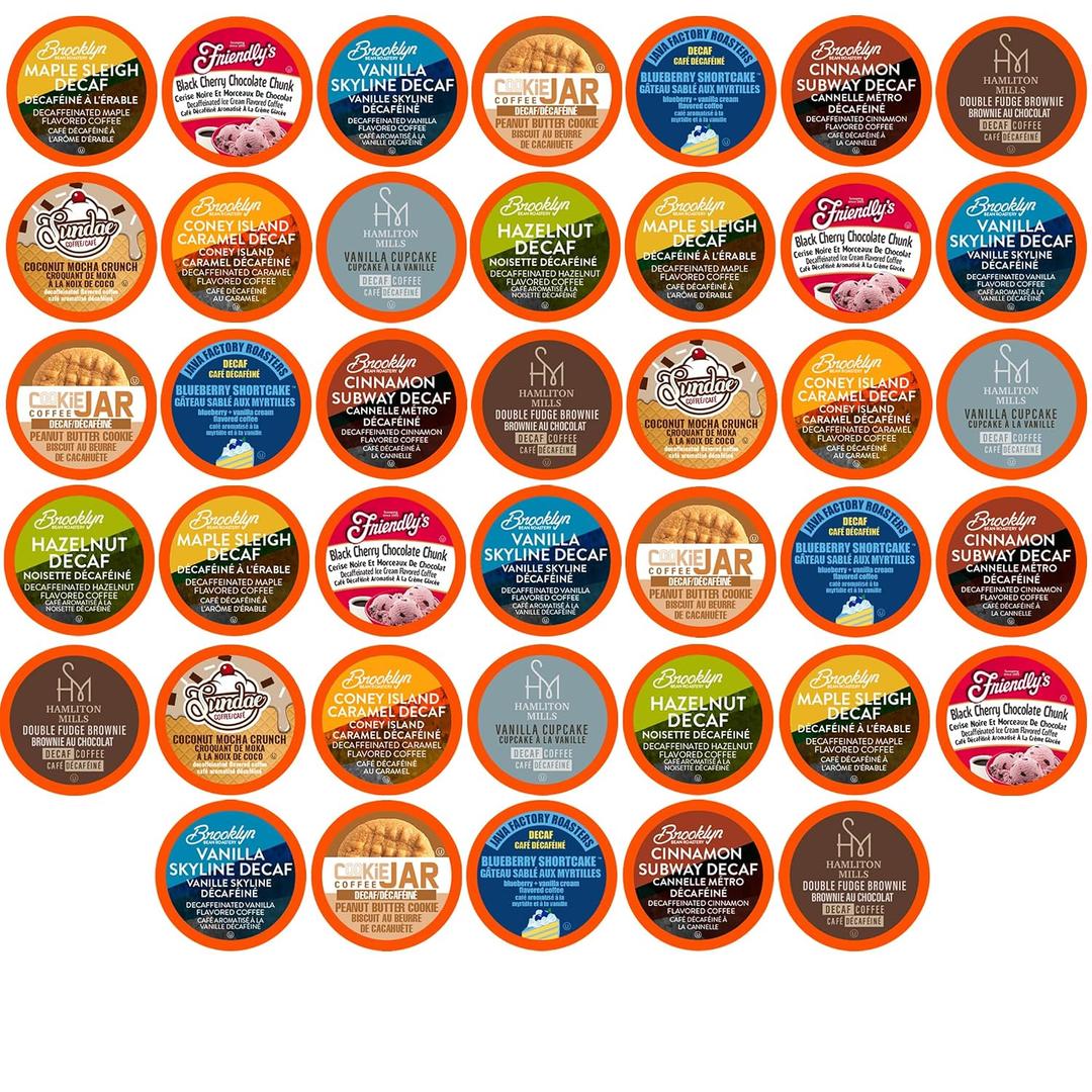 Two Rivers Coffee Decaf Flavored Coffee Pods Compatible with Keurig K Cup Brewers, Assorted Variety Pack Decaffienated Flavored Coffee, 40 Count (EXP 12/01/26)
