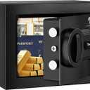 Bonsaii Safe Box with Electronic Keypad, Steel Security Lock Box with Key, 0.23 Cubic Feet, 9.06" W x 6.69" D x 6.69" H, Small Hidden Safe for Cash Jewelry