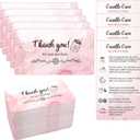 270 PCS Handmade Candle Care Instruction Cards 3.5 x 2 Inches Scented Candles Certified Cards for Candle Makers Soy Bees Wax Coconut Essential Oils Romantic Pink