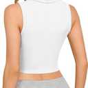 CLOZOZ Womens Tank Tops Polo Crop Top V Neck Ribbed Sleeveless Tops Collar Shirts Womens Crop Tops Polo Cropped Tank Trendy (White, XS)