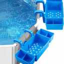 2025 Upgrade2 Sets Poolside Storage Basket with 2 Cup Holder, Above Ground Pool Accessories, Pool Basket Storage Fit for Most Above Ground Swimming Pools Blue