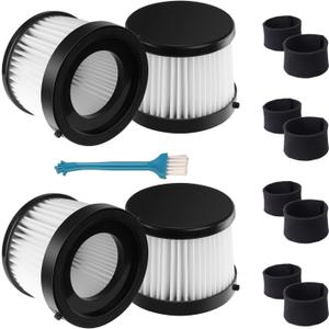 4 Pack Replacement DCV501HB & DCV5011H HEPA Filters Compatible with DEWALT DCV501HB 20V Cordless Handheld Vacuum with 8 Foam Sleeve Filters & 1 Cleaning Brush