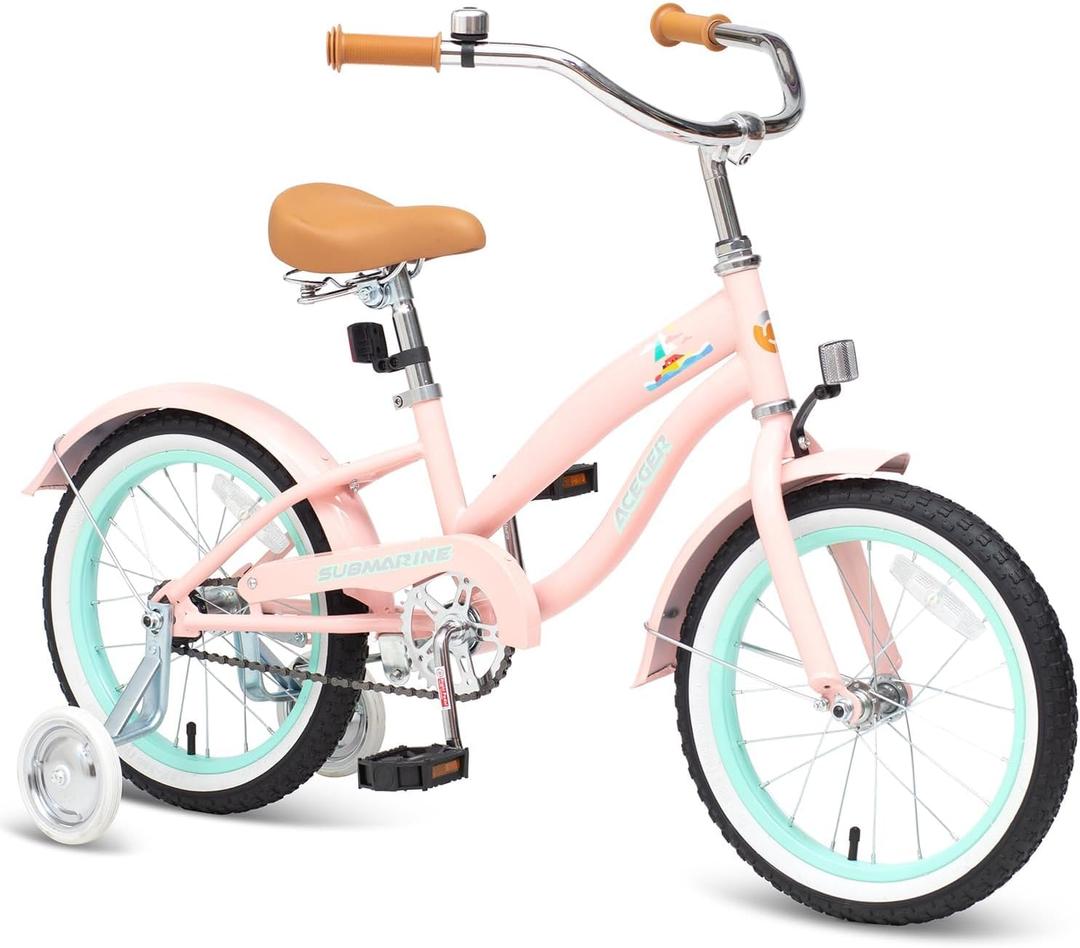 ACEGER Girls Beach Cruiser Bike for Kids 5-13 Years Old, 16" 18" 20" 24" Single Speed Kids Bicycle Included Coaster Brake, Front and Rear Reflectors, 24" 7 Speeds with Dual Brakes (Coral Pink)