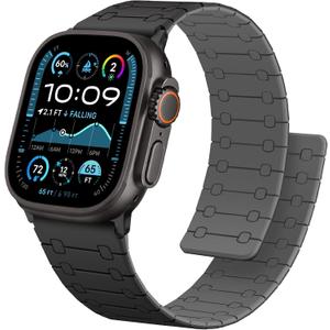 Anlinser Compatible with Apple Watch Band 49mm 46mm 45mm 44mm 42mm for Women Men, Double Side Reversible Magnetic Strap for iWatch Ultra 3/2/1 Series 11/10/9/8/7-1 SE (Black/Gray)