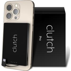 Clutch Pro – World's Thinnest Portable Charger – USB-C Power Bank 5000mAh – Magnetic Built-in Cable – TSA Approved Travel Charger – iPhone 15/16/17 & Android – Black