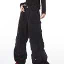 Women's Baggy Cargo Pants Y2K Clothing Multi-Pocket Relaxed Fit Jeans Fairy Grunge Clothes Alt Emo Streetwear, Large, Black