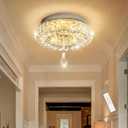 Dia 12" Modern Crystal Chandeliers Chandelier Dimmable Flush Mount Ceiling Light for Bedroom Living Room Dining Room Rings LED Lighting Fixtures Silver