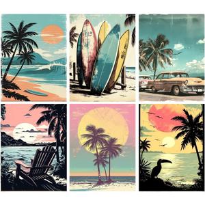 gganmtere 6 Packs Landscape Diamond Art Kits for Adults,Beach Diamond Paintings Beginner,5D Full Drill Diamond Painting Dot,Gem Art for Adults Wall Decor 12x16inch