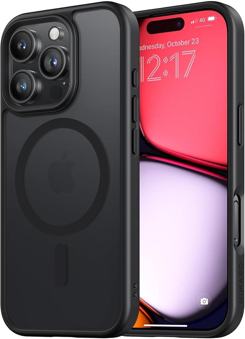 NIMASO for iPhone 16 Pro Case,Compatible with MagSafe,Shockproof Military-Grade Protection Cover, Slim Anti-Yellowing Megnetic Translucent Matte Phone Case for iPhone 16 Pro (6.3 inch), Black
