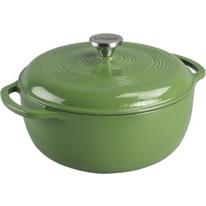 Lodge Essential Enamel Cast Iron Dutch Oven - Perfect for Bread Baking, Braising, Marinating & Slow Cooking - Features Moisture-Sealing Lid & Dual Handles - Kitchen Essentials - 6 Quarts - Spruce
