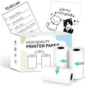 Self-Adhesive Thermal Paper, 57mm  2.8m Mini Printer Papers Sticker Paper Thermal Printing Labels, Black on White, Compatible with D20, D21, S1 Mini Label Printers, 3 Rolls