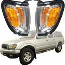 WFLNHB Front Driver and Passenger Side Parking/Side Marker Lights Replacement for Toyota Tacoma 2001-2004 Side Marker Corner Lights w/Black Trim 8161004070 8162004070