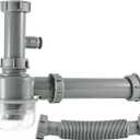 1 1/2" Kitchen Sink Drain Kit P-Trap Strainer Adjustable Height with 304 Stainless Steel 3-1/2" Sink Drain Assembly Kit for Kitchen Bar and RV (Gray)