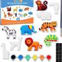 Funto Animal Painting Kit for Kids, Paint Your Own Figurines with Magnet, 27 PCS Crafts Set, Ceramics to Paint, STEAM Projects Creative Activity DIY