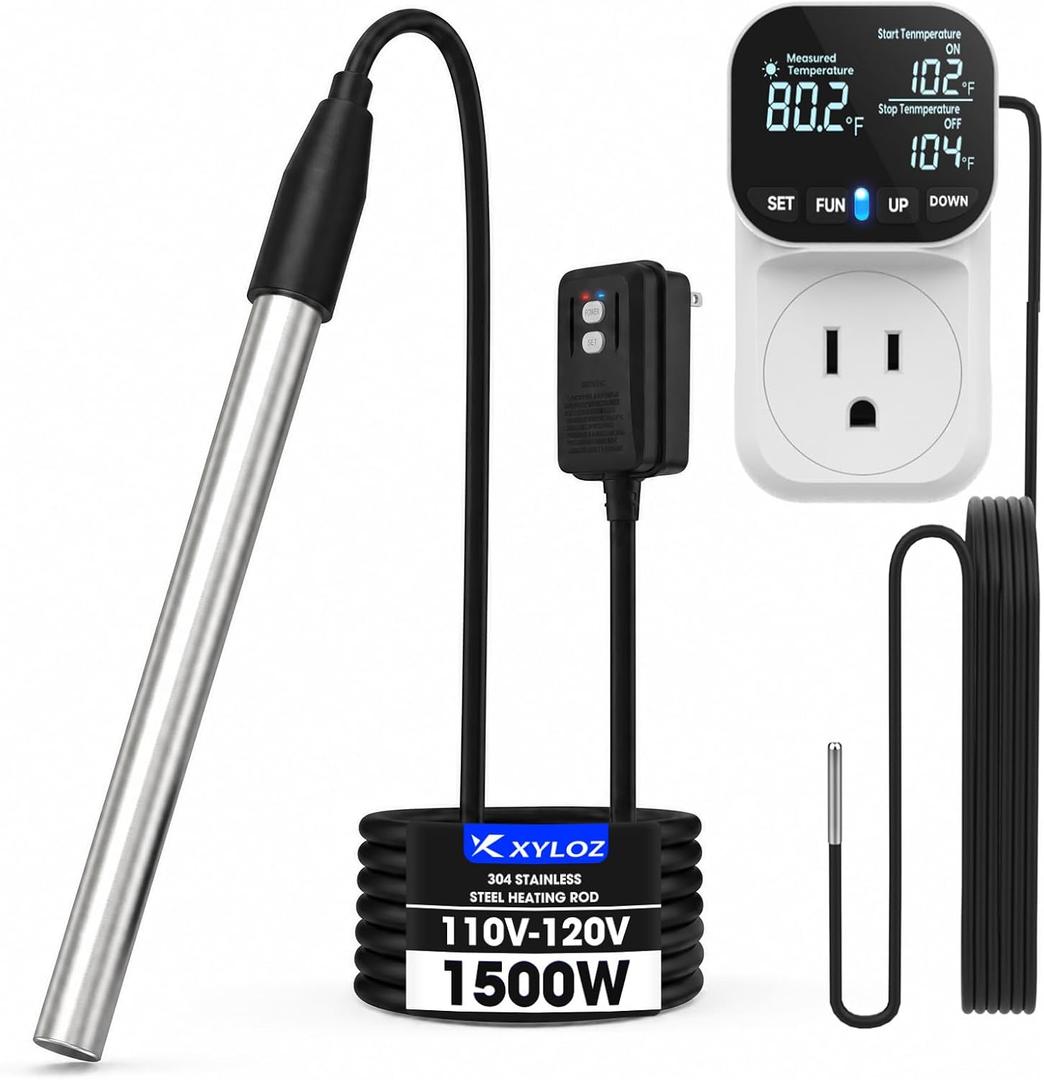 120V 1500W Immersion Electric Water Heater,Submersible Water Heater with Thermostat & GFCI . Suitable for Sinks, Bathtubs, Washbasins, Small Swimming Pools, Water Storage Tanks, Hot Tubs and Buckets