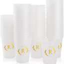 100 Monogrammed Cups Disposable Initial Plastic Cup 12 oz Wedding Personalized Cup for Wedding Reception Baby Shower Birthday Party(Letter R)