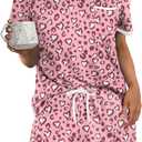 Ekouaer Pajama Set for Women 2 Piece Lounge Set Short Sleeve Tops and Shorts Soft Sleepwear, Chest Pocket, Small