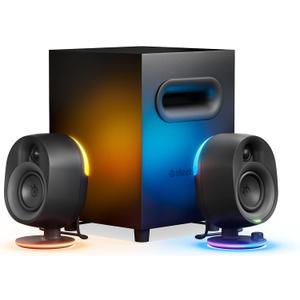 SteelSeries Arena 7 RGB Illuminated 2.1 Gaming Speakers with Powerful Bass, Subwoofer, and Bluetooth - Compatible with PC, PlayStation, Mobile - Black 