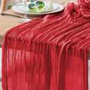2 x Table Runner Cheesecloth 10FT Red Boho Gauze Cheese Cloth Rustic Sheer Table Runners for Wedding Birthday Bridal Baby Shower Party Decoration