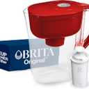 Brita Water Filter Pitcher for Tap and Drinking Water with 1 Standard Filter, Lasts 2 Months, 6-Cup Capacity, BPA Free, Red