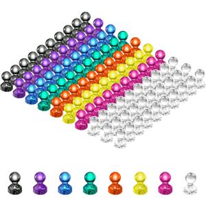 VNDUEEY 100PCS Strong Fridge Magnets, Colorful Magnetic Push Pins for Bulletin Board, Dry Erase Magnets Refrigerator Magnet, Small Strong Magnets for Whiteboard, Kitchen, School, Office (8 Colors)