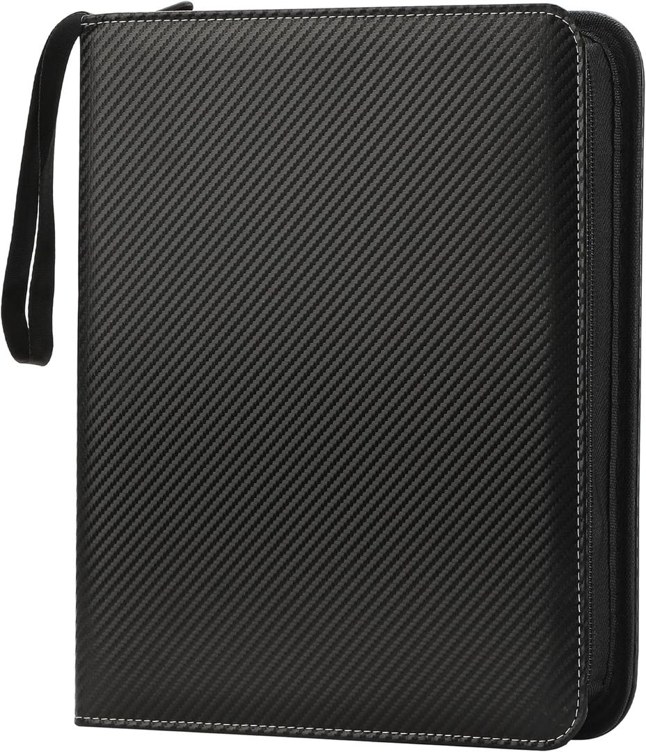 9 Pockets Trading Card Binder with Sleeves Card Organizer, 900 Double Sided Pocket PU Card Collection Binder, Baseball Binder,for Sports Card, MTG, TCG Yugioh Card (Black)