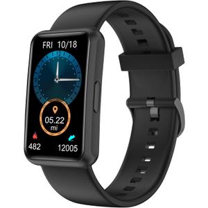 HUAKUA Fitness Tracker No Bluetooth No APP No Phone Needed, Fitness Watch for Men Women Parents IP68 Waterproof with Full Touch Screen Steps Calories Counter Sleep Tracker Alarm Clocks (Black)