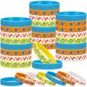 Landical 24 Pcs Orange and Blue Party Favors Cartoon English Teacher Silicone Bracelets Animation Themed Birthday Decorations for English Teacher Theme Birthday Party Decorations Supplies