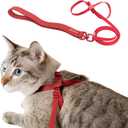 Cat Harness and Leash 2-in-1, Escape Proof Anti-Chocking Harness Adjustable Lighweight Leash for Walking Outoor Training for Kitten Small Large Cats Puppy, US IDA Bronze Award (Vivid Red)