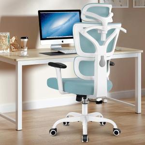 Big & Tall Ergonomic Reclining Desk Chair - High Back Gaming Chair With Breathable Mesh Seat, Lumbar Support, Adjustable Armrests (Blue)