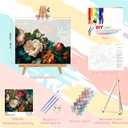 Peony Paint by Numbers for Adults with Framed Canvas-with Wooden Easel,Paint by Number on Canvas Flowers,DIY Acrylic Oil Painting Kits with Brushes Nice Gift Box for Home Wall Decor(16x20inch)