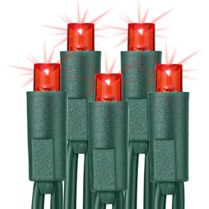 Brizled Red Christmas Lights, 33ft 100 LED Christmas String Lights, 5mm Wide Angle Mini Xmas Tree Lights, 120V UL Certified Connectable Xmas Light for Tree Party Wedding Home Indoor Outdoor Decoration