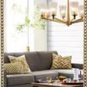 24"x32" Champagne Bronze Mirrors for Bathroom, Brass Vintage Bathroom Wall Mirror with Beaded Frame, Champagne Bronze Vanity Mirror for Ornate Mantle Bedroom