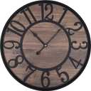 LEIKE Large Wall Clock,Non Ticking Silent,Battery Operated Big Round Modern Wood Wall Clocks for Living Room, Bedroom,Dinning Room,Farmhouse,Office, Retro Home Decor-20 Inch/50CM-Black-Arabic Number