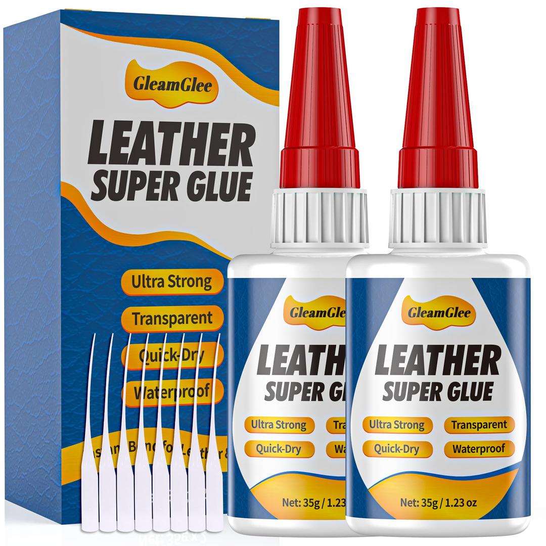 2 x Super Glue for Leather  Clear, Waterproof Adhesive for Leather Repair on Shoes, Sofas, Furniture, Car Seats, Bags & More  Ultra Strong, Fast-Drying Glue for Purses & Upholstery 35g x 2Pack
