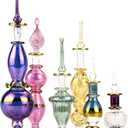 NileCart Egyptian Perfume Bottles 2-5 in Collection Set of 6 Hand Blown Decorative Glass with Handmade Golden Egyptian Decoration for Perfumes & Essential Oils