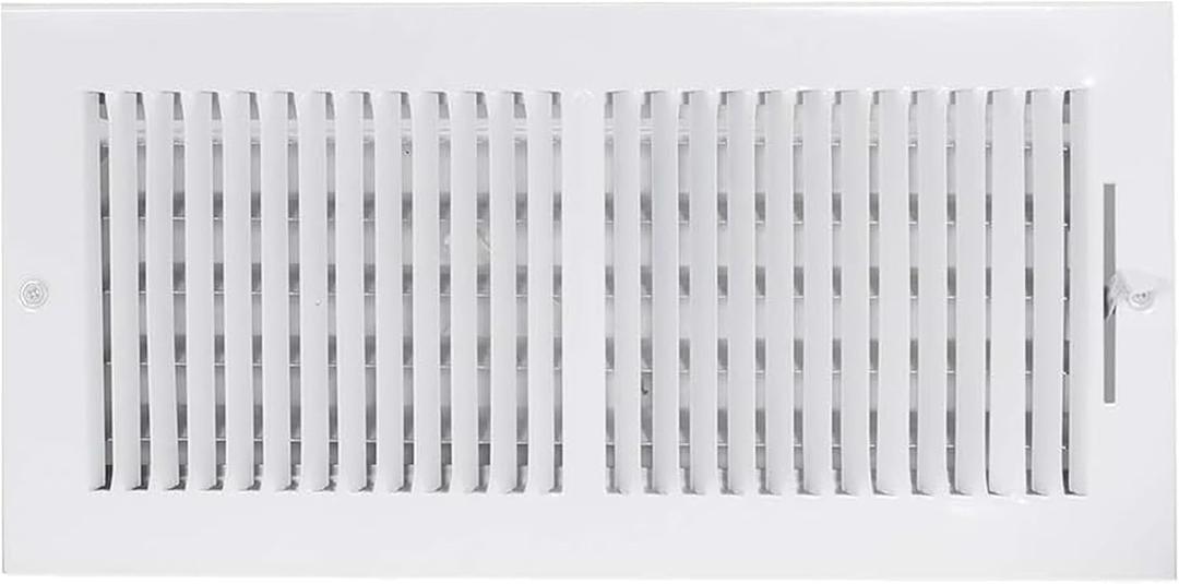 EZ-FLO 14 x 6 Inch (Duct Opening) Air Vent Cover for Wall or Ceiling, Two-Way Ventilation Register, Solid Steel HVAC Register Cover, White, 61613