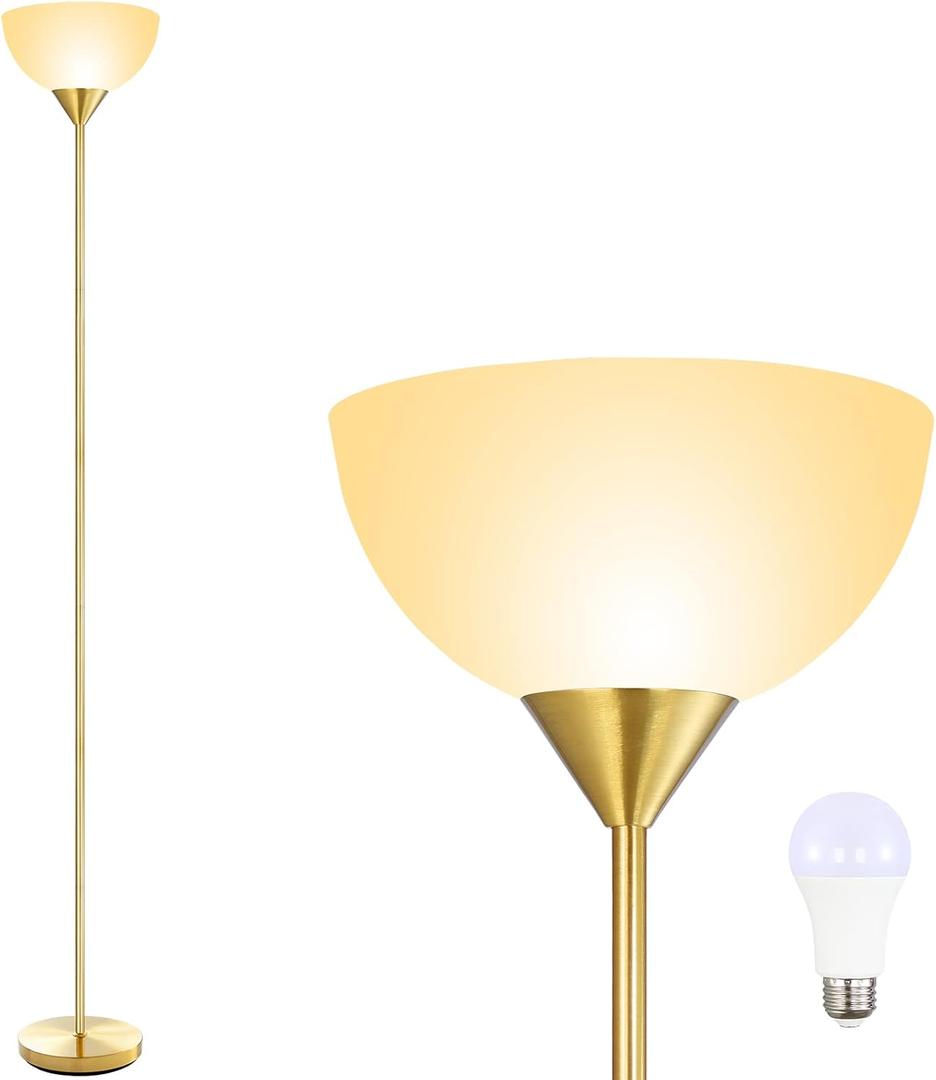 BoostArea Floor Lamp, 12W LED Standing Lamp, 70.1 Tall Lamp, Replacement LED Bulbs, 2700K Warm White, Eye-Caring, Torchiere Floor Lamps for Bedroom, Living Room, Office, Reading