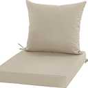 Outdoor Cushions for Patio Furniture, Waterproof Outdoor Chair Cushion w/Fade-Resistant, Removable & Machine-Washable Cover, 22x22 Inch, Deep Seat Sofa/Couch Pad Replacement – Set of 1/2/4, Cream