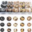 110Pcs Mixed Sewing Buttons, 4-Hole Craft Round Blazer Buttons, 5 Color 3 Size (15mm, 20mm, 25mm) Suit Coats Resin Button, Suitable for Variety Clothing Sewing, DIY Craft (Coffee Color, Style G)