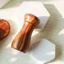 Pepper Mill, Pepper Grinder, Adjustable Ceramic Grinder for Both Pepper and Salt, Acacia Wood, Height 13 cm / 5 inch, Dia 6 cm(Tray is NOT Included)